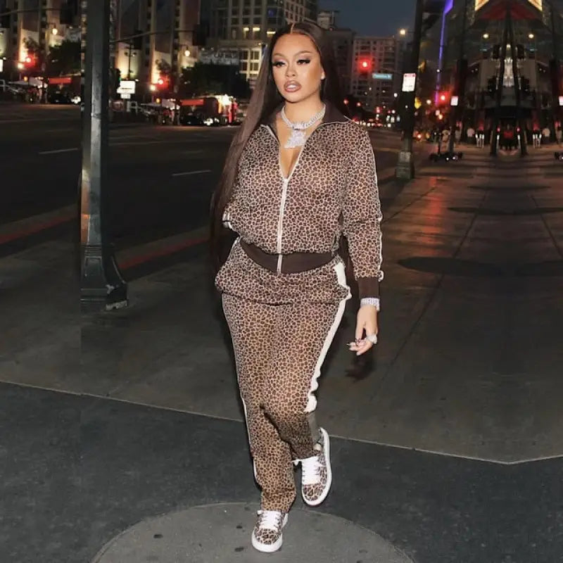 Leopard Jacket Tracksuit Set - S