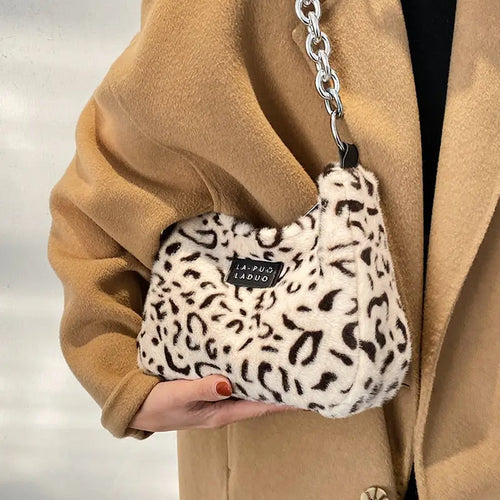 Leopard Soft Faux Fur Tote Bag