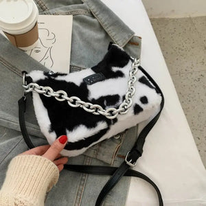 Leopard Soft Faux Fur Tote Bag - Cows are streaked