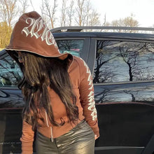 Load image into Gallery viewer, Letter Printed Zip Up Hoodie