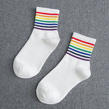 Load image into Gallery viewer, LGBT Pride Aesthetic Socks - white 01 socks 29 / One Size