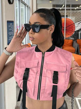 Load image into Gallery viewer, Lights Camera Action Cropped Cargo Vest - Pink / XL