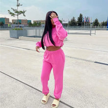 Load image into Gallery viewer, Long Sleeve Crop Top &amp; Baggy Pants Sporty Matching Set