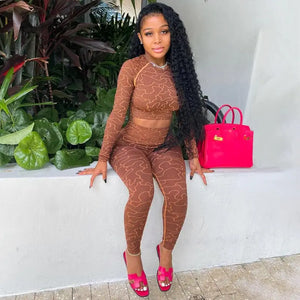 Long Sleeve Crop Top And Leggings Matching Sets