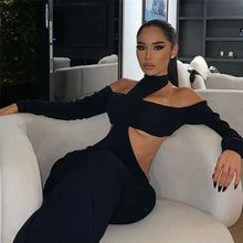 Load image into Gallery viewer, Long Sleeve Halter Cut Out Matching Set