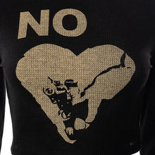 Load image into Gallery viewer, NO Long Sleeve Letter Print Black Crop Top