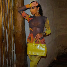 Load image into Gallery viewer, Long Sleeve O Neck Mesh Slim Dress