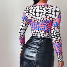 Load image into Gallery viewer, Long Sleeve Printed Slim Fashion Crop Top