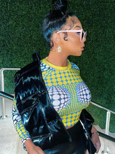 Load image into Gallery viewer, Long Sleeve Printed Slim Fashion Crop Top - Yellow / S