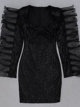 Load image into Gallery viewer, Long Sleeve Sequins Cut out Bodycon Mini Dress