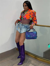 Load image into Gallery viewer, Long Sleeve Y2K Varsity Orange Crop Top Jacket