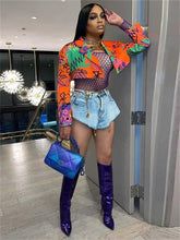 Load image into Gallery viewer, Long Sleeve Y2K Varsity Orange Crop Top Jacket - M