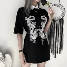 Load image into Gallery viewer, Loose Gothic Long Dragon Print T-shirts