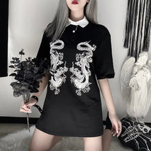 Load image into Gallery viewer, Loose Gothic Long Dragon Print T-shirts