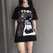 Load image into Gallery viewer, Loose Long Gothic Streetwear Oversize Black T-shirt