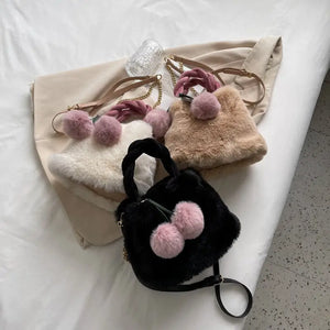 Luxury Bucket Faux Fur Plush Shoulder Bag