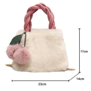 Luxury Bucket Faux Fur Plush Shoulder Bag
