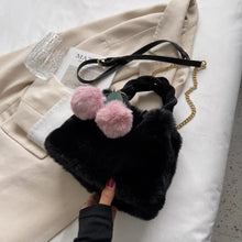 Load image into Gallery viewer, Luxury Bucket Faux Fur Plush Shoulder Bag - black