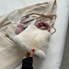 Load image into Gallery viewer, Luxury Bucket Faux Fur Plush Shoulder Bag - white