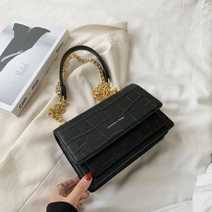 Luxury Pattern PU Leather Crossbody Bag - black / (20cm<Max