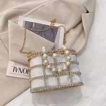 Load image into Gallery viewer, Luxury Pearl Diamond Crossbody Bag - White