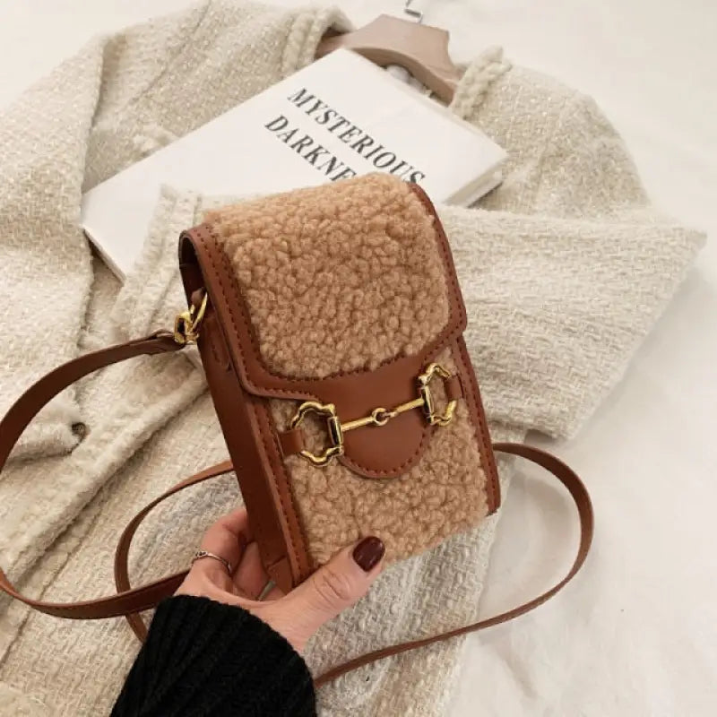 Luxury PU Leather Crossbody Shoulder Purse - Khaki
