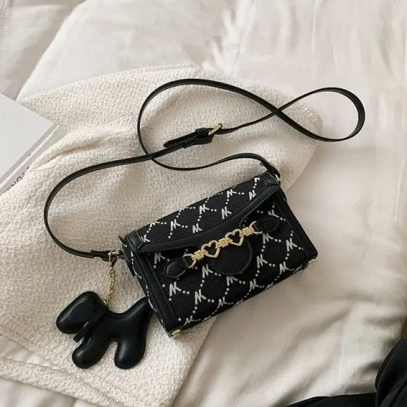 Luxury PU Leather Flap Shoulder Crossbody Handbag - black