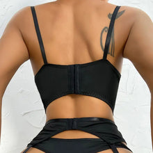 Load image into Gallery viewer, Mesh Cute Black Patchwork Floral Embroidery 3 Piece Set
