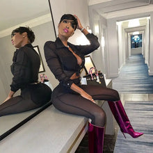 Load image into Gallery viewer, Mesh Sheer Crop Top and Leggings Set