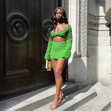 Load image into Gallery viewer, Midriff Crop Top Plaid T-Shirt &amp; Piece Set