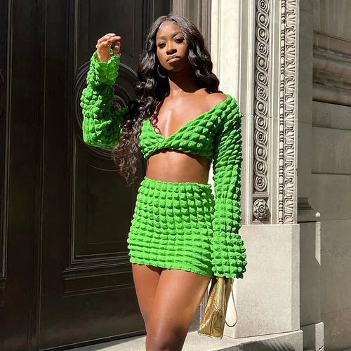 Midriff Crop Top Plaid T-Shirt & Piece Set