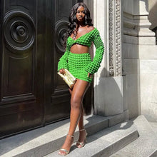 Load image into Gallery viewer, Midriff Crop Top Plaid T-Shirt &amp; Piece Set