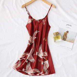 Mini Kimono Pajama Sleepwear - Burgundy - Nighty / XL