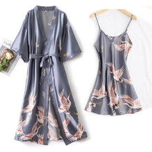 Load image into Gallery viewer, Mini Kimono Pajama Sleepwear - Gray - Long Set / M