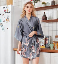 Load image into Gallery viewer, Mini Kimono Pajama Sleepwear - Gray-Short Robe / XL