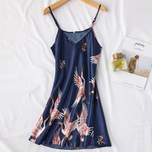 Mini Kimono Pajama Sleepwear - Navy Blue - Nighty / XL
