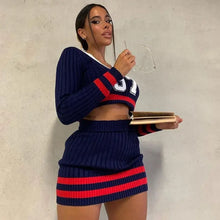 Load image into Gallery viewer, Number Print Long Sleeve U Neck Crop Top &amp; Mini Dress Set