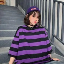 Load image into Gallery viewer, Oversize Striped O-Neck Japan Tee - 2 / S