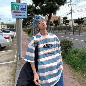 Oversize Striped O-Neck Japan Tee - 5 / XXL