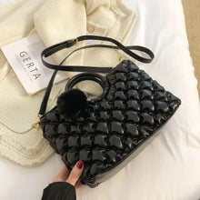 Load image into Gallery viewer, Padded Quilted Luxury PU Leather Crossbody Bag - black