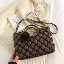 Load image into Gallery viewer, Padded Quilted Luxury PU Leather Crossbody Bag - Coffee