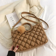Load image into Gallery viewer, Padded Quilted Luxury PU Leather Crossbody Bag - Khaki