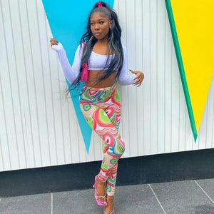 Paisley Swirls Print Y2K Leggings