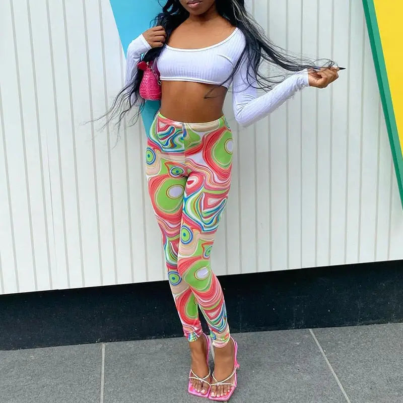 Paisley Swirls Print Y2K Leggings