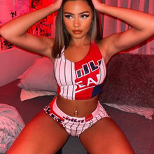 Load image into Gallery viewer, Patchwork Elastic Mini Tank Top &amp; High Waist Short Pants Set