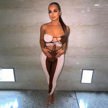 Load image into Gallery viewer, Patchwork Lace Up Drawstring Ruched Hollow Out Jumpsuit