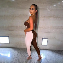 Load image into Gallery viewer, Patchwork Lace Up Drawstring Ruched Hollow Out Jumpsuit