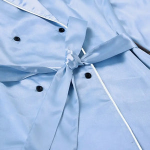 Patchwork Long Sleeve Loose 2 Piece Pajama Set