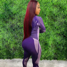 Load image into Gallery viewer, Patchwork Long Sleeve Top and Sweatpants Tracksuit Set