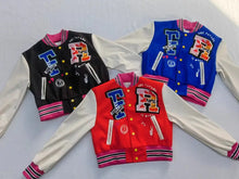 Load image into Gallery viewer, Patchwork PU Leather Varsity Bomber
